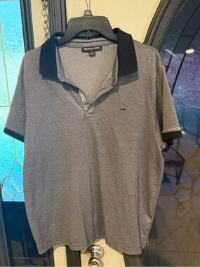 Michael Kors Gray Polo with Black Collar and Sleeve Trim